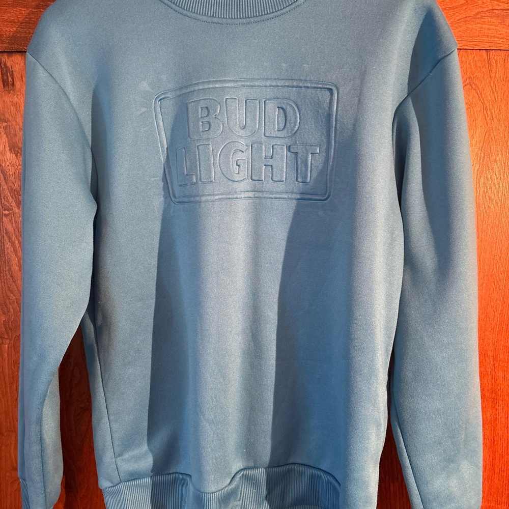 Bud Light Men's Blue Crewneck Sweater